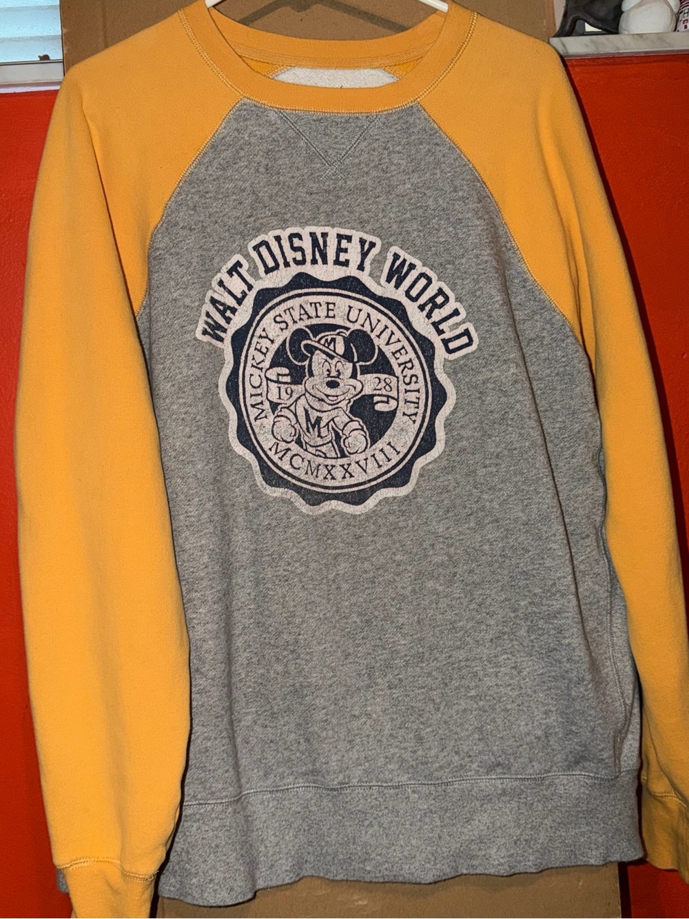 Vintage Disney Gray & Yellow Raglan Sweatshirt